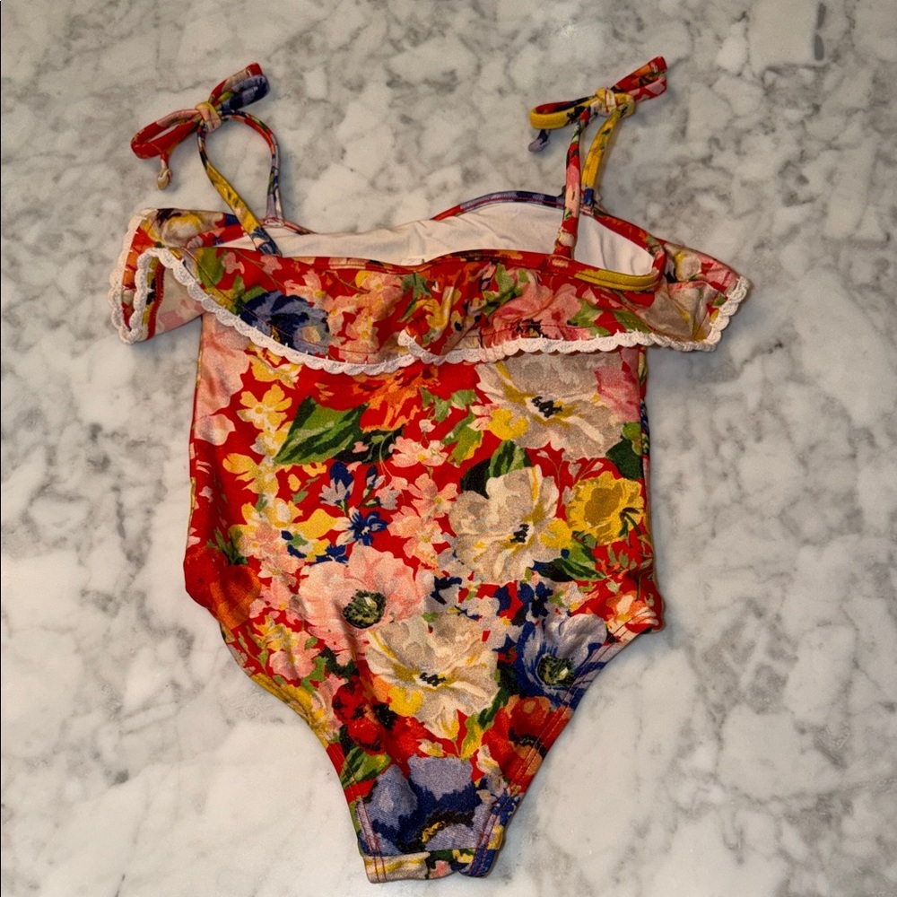 Zimmermann Red Floral One-Piece Swimsuit 2Y - Picture 8 of 10